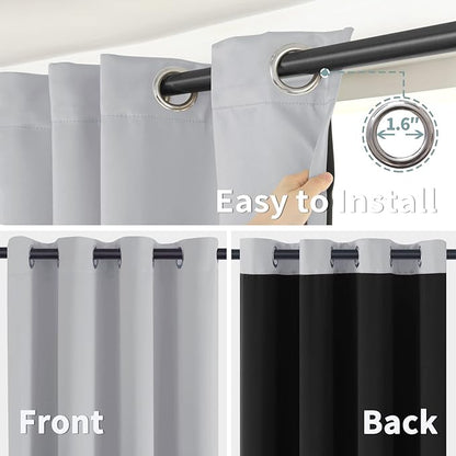 BGment Short 100% Blackout Curtains for Bedroom, Thermal Insulated Energy Efficiency Noise Reducing Grommet Curtains 54 Inch Length with Liner for Small Window 2 Panels Each 52 Inch Wide, Light Grey