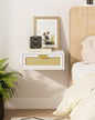 Floating Nightstand, Floating Shelf with Drawer, Wall Mounted Nightstand, Floating Bedside Table (White Rattan)