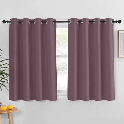 NICETOWN Short Blackout Curtains for Bathroom - Sound Reducing Window Treatment Thermal Insulated Grommet Vertical Drapes for Kitchen/Cafe/Nursery, Dry Rose, 1 Panel, W52 x L45