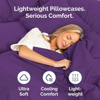 Queen Pillow Cases Set of 4 - Ultra Soft Hotel Quality Pillowcase Covers - Comfy, Cozy & Wrinkle Free - Shrinkage, Stain and Fade Resistant - Machine Washable Pillow Protectors - 4 Piece Set - Purple