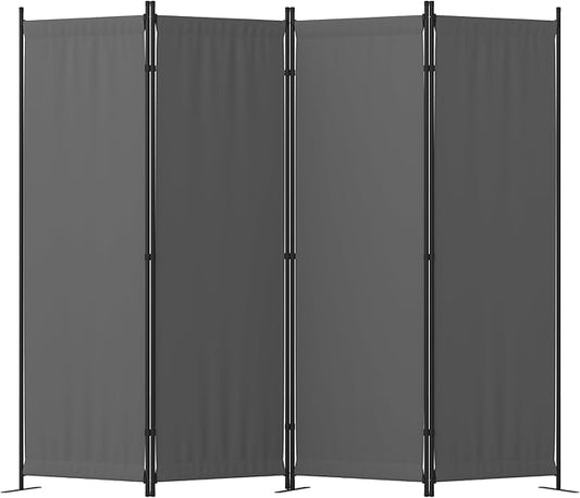 Room Divider, 4 Panel Folding Privacy Screen, 88” Portable Separating with 3 Metal Feet, Partition Room Dividers, Lightweight Freestanding Wall Divider Screen for Office Bedroom Hospital(Grey)
