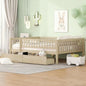Bellemave Full Size Bed Frames with Rails for Kids, Full daybed Frame with Drawers for Boys/Girls/Adults， Natural