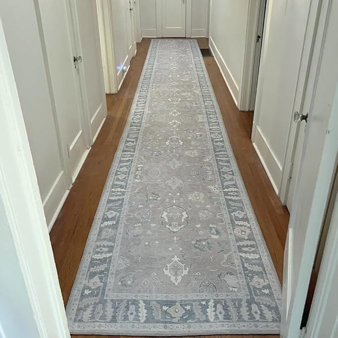 Fame Rugs Gray Modern Oushak Rug 2x3, Vintage Doormat Turkish Colorful Oriental Antique Inspired Washable Small Area Rug, Luxury Living Room Bedroom (389GBB, 2' x 3')