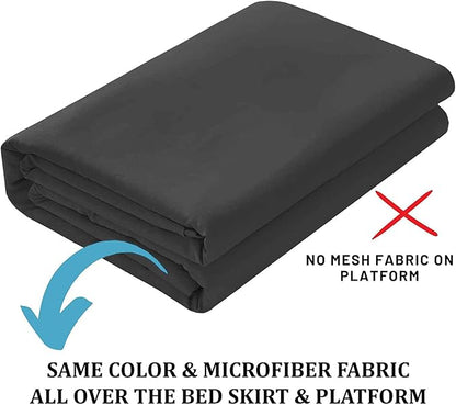 SKY BEDDINGS - Full Size Ruffled Bed Skirt with Split Corners - 12 Inch Drop Dust Ruffle Bed Skirt with Platform Three Sided Coverage - 100% Microfiber, Dark Grey