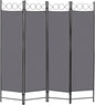 4 Panel Room Divider 6FT Steel Frame Screen Folding Privacy Divider Freestanding Partition for Home Office Bedroom (Grey)