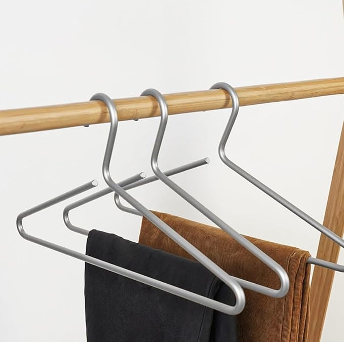 Premium Matte Silvery Aluminum Coat Hangers 6 Piece Set, 16.5” Extra Smooth & Durable Metal Shirt Dress Hanger,Aluminum Alloy Hanger,Clothing Support,Clothing Hang