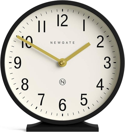NEWGATE® Q Mantel Clock | Modern Classic Round Mantel Clock | Black | Contemporary Style for Mantel, Desk, Table, Shelf or Bedside