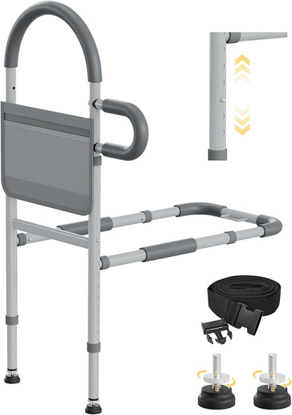JivaJot Bed Rails for Elderly Adults Safety, Bedrails for Elderly Adults Grab Bar Bed Handrails, Cane for Seniors with Non-Slip Ergonomic Handle and Storage Pocket, Fit Twin, Full, Queen, King