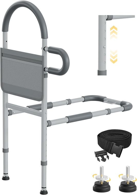 JivaJot Bed Rails for Elderly Adults Safety, Bedrails for Elderly Adults Grab Bar Bed Handrails, Cane for Seniors with Non-Slip Ergonomic Handle and Storage Pocket, Fit Twin, Full, Queen, King