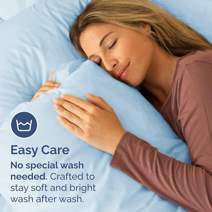 Queen Pillow Cases Set of 4 - Ultra Soft Hotel Quality Pillowcase Covers - Comfy, Cozy & Wrinkle Free - Shrinkage, Stain & Fade Resistant - Machine Washable Pillow Protectors - 4 Piece Set - Sky Blue