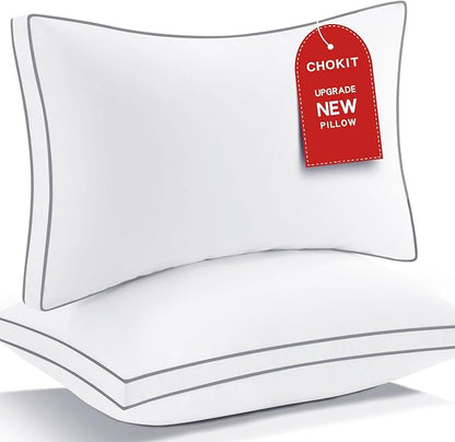 Premium Pillows King Size Set of 2, Fluffy and Supportive 7D Down Alternative Bed Pillows, Luxury Soft Hotel Quality Gusseted Pillow for Side Back Stomach Sleepers, Relief Neck Head and Shoulder Pain