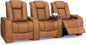 Seatcraft Diamante Zero-Gravity CoolZero Italian Leather Home Theater Seating, Power Headrest, Power Recline, Row of 3, Tawny