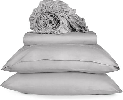 URBANHUT 800 Thread Count 100% Cotton Queen Size Sheets, Luxury 4 Piece Queen Bedsheets, Hotel Sheets Sateen Finish - Better Than Egyptian, 16" Elasticized Deep Pocket - Silver Grey