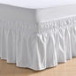 MIYE Striped Tufted Bed Skirt - Wrap Around Dust Ruffle with Elastic Belts - 15 Inch Drop Easy to Put On - Bedskirt Machine Washable ＆ Wrinkle Resistant(Striped/White, King/Queen-15 Drop)