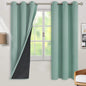 BGment Thermal Insulated 100% Blackout Curtains for Bedroom with Black Liner, Double Layer Full Room Darkening Noise Reducing Grommet Curtain (42 x 72 Inch, Frosty Green, 2 Panels)
