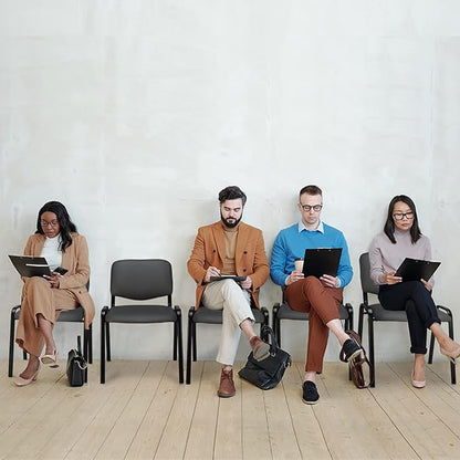 VINGLI Grey Waiting Room Chairs - 10-Pack PU Stackable Chairs Set for Conference Rooms, Offices & Lobbies, Simple & Space-Saving