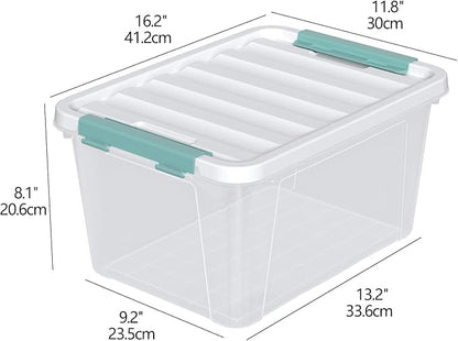 20 Quart Storage Box Bins with Lids, Clear Plastic Latch Totes for Storage, 6 Packs
