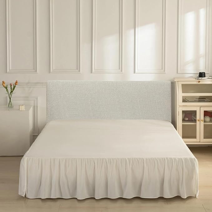 Bed Skirt Queen Size Ruffled Bed Skirt with Split Corners, Queen Bed Skirts 14 Inch Drop with Platform, 14'' Queen -Ivory