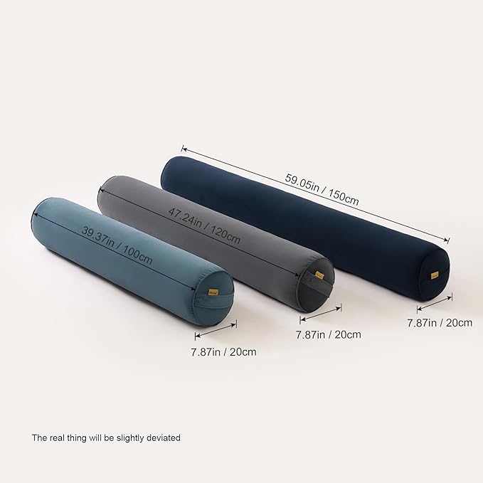 Long Round Body Pillow for Adults – Bolster Pillow for Bed, Cervical Roll Pillow, Firm Support for Sleeping,47.24 x 7.87 Inches,Slate Blue
