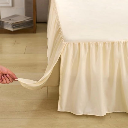 Bed Skirt Full Size Ruffled Bed Skirt with Split Corners, Full Bed Skirts 18 Inch Drop with Platform, 18'' Full, Beige