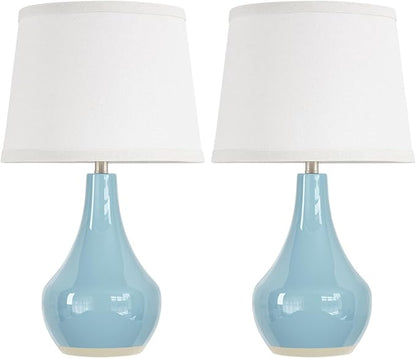 Seealle 19.4" Modern Sky Blue Table Lamp Set of 2-Bedside Lamps for Nightstand, Bedroom Lamp for Living Room Desk End Table Office Guest Room Dresser