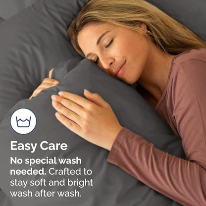 Queen Pillow Cases Set of 4 - Ultra Soft Hotel Quality Pillowcase Covers - Comfy, Cozy & Wrinkle Free - Shrinkage, Stain & Fade Resistant - Machine Washable Pillow Protectors - 4 Piece Set - Charcoal