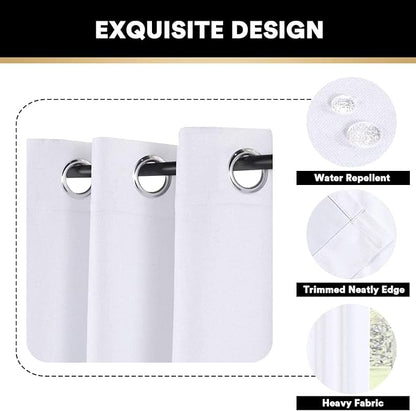 PrinceDeco 100% Blackout Curtains Linen Drapes 108 Inches Long Room Divider Curtains Patio Curtain for Sliding Door Thermal Curtain for Sliding Glass Door,W100 X L108 Inch, Preal White
