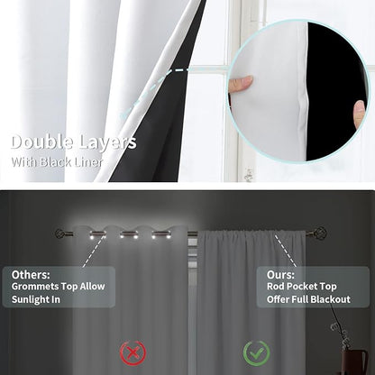 BGment White Blackout Curtains for Living Room 84 Inch Length 2 Panels Set, Full Room Darkening Thermal Insulated Soundproof Privacy Window Curtain Drapes with Rod Pocket, Each Panel 60 Inch Wide