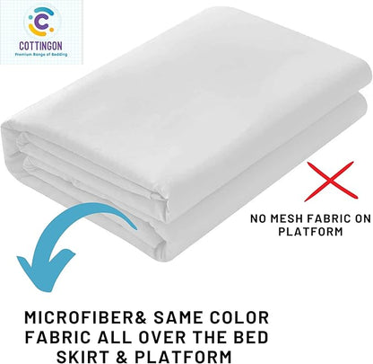 Ruffled Bed Skirt with Split Corners-Dust Ruffle - 22" Drop 100% Microfiber Soft,Sheen & Luxurious Look - Bed Skirts (White -Twin)