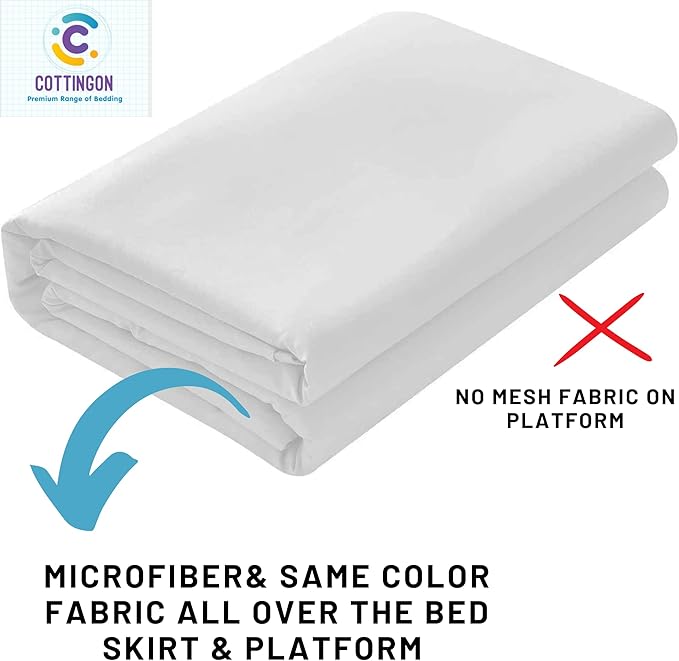 Ruffled Bed Skirt with Split Corners-Dust Ruffle - 18" Drop 100% Microfiber Soft,Sheen & Luxurious Look - Bed Skirts (White -King)