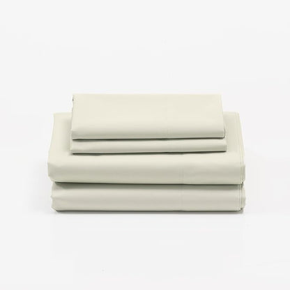 Cuddledown Dreamstead 100% Cotton Bed Sheets Set | 300 Thread Count | Luxurious Sateen Weave | Pure Combed Cotton | Soft | Wrinkle Resistant | 3 Piece Set | Birch | Twin | 39” x 75”