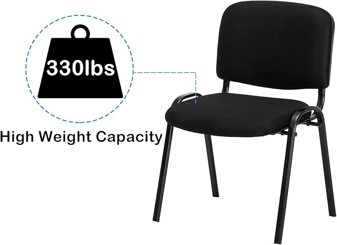 VINGLI Waiting Room Chairs - 5-Pack Black Mesh Church & Conference Room Chairs, Armless Stackable Office Guest & Reception Chairs for Meeting Room & Office Lobby