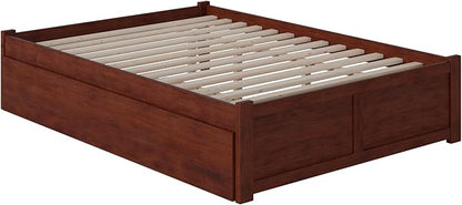 AFI Concord Queen Size Platform Bed with Footboard & Twin XL Trundle in Walnut