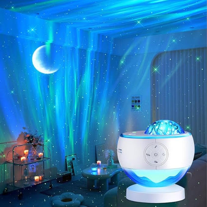 One Fire Northern Lights Projector,300+Color Modes Galaxy Projector for Bedroom, 15 White Noise Galaxy Light Projector, 5Moon Star Projector, Bluetooth Aurora Light Projector, Remote Timer Star Lights