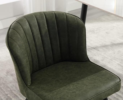 EALSON Modern Dining Chairs Set of 6 Upholstered Leather Accent Dining Room Chairs with Metal Legs Comfortable Armless Kitchen Chairs for Living Room/Dining Room, Green