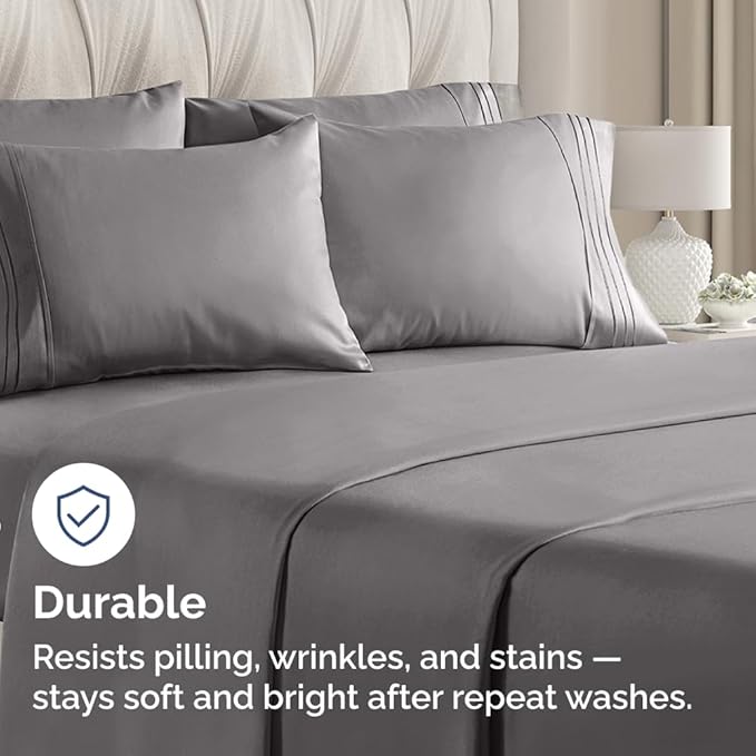 Queen Pillow Cases Set of 6 - Ultra Soft Hotel Quality Pillowcase Covers - Comfy, Cozy & Wrinkle Free - Shrink, Stain and Fade Resistant - Machine Washable Pillow Protectors - 6 Piece Set - Dark Grey