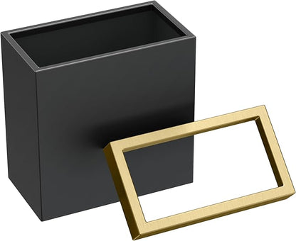 Gatco Modern Rectangle Wastebasket, Matte Black Brushed Brass Combo - Stainless Steel Trash Can with Removable Lid, Leakproof, 3 Gallon Capacity for Bathroom, Bedroom, Kitchen, or Office