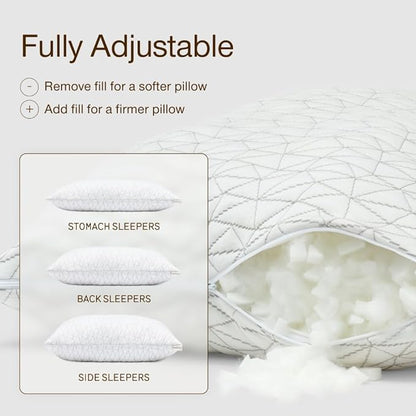 Coop Home Goods Original Adjustable Pillow, Queen Size Bed Pillows for Sleeping, Cross Cut Memory Foam Pillows - Medium Firm Back, Stomach and Side Sleeper Pillow, CertiPUR-US/GREENGUARD Gold