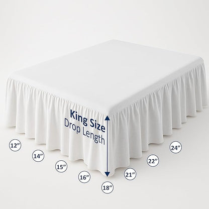 Cottingon Bed Skirt King 26" Drop with Split Corners, 100% Microfiber Soft and Stylish, Dust Ruffle with Platform, White