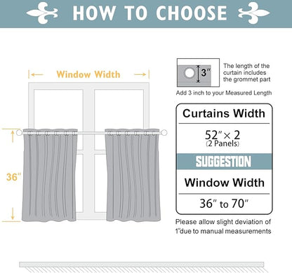 ChrisDowa Small Window Curtains 36 inches Long for Bedroom - Grommet Short Thermal Insulated Room Darkening Curtains for Kitchen (2 Panels, Biscotti Beige, 52 x 36 Inch)