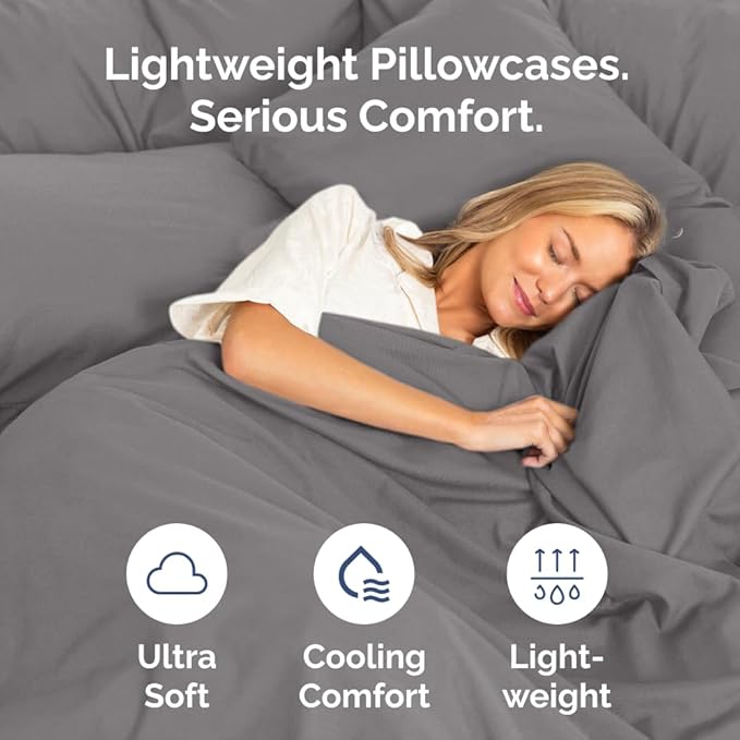 King Pillow Cases Set of 6 - Ultra Soft Hotel Quality Pillowcase Covers - Comfy. Cozy & Wrinkle Free - Shrink, Stain and Fade Resistant - Machine Washable Pillow Protectors - 6 Piece Set - Dark Grey