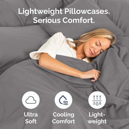 Queen Pillow Cases Set of 10 - Ultra Soft Hotel Quality Pillowcase Covers - Comfy, Cozy & Wrinkle Free - Shrink, Stain and Fade Resistant - Machine Washable Pillow Protectors - 10 Pcs Set - Dark Grey