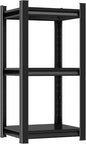 Storage Shelves, Garage Metal Shelving Unit, Adjustable, Double-Layer Column with Reinforced Ribs, Heavy-Duty, Capable of Bearing 600-3600 lbs (Black, 32 * 32 * 12, 3-Tier)