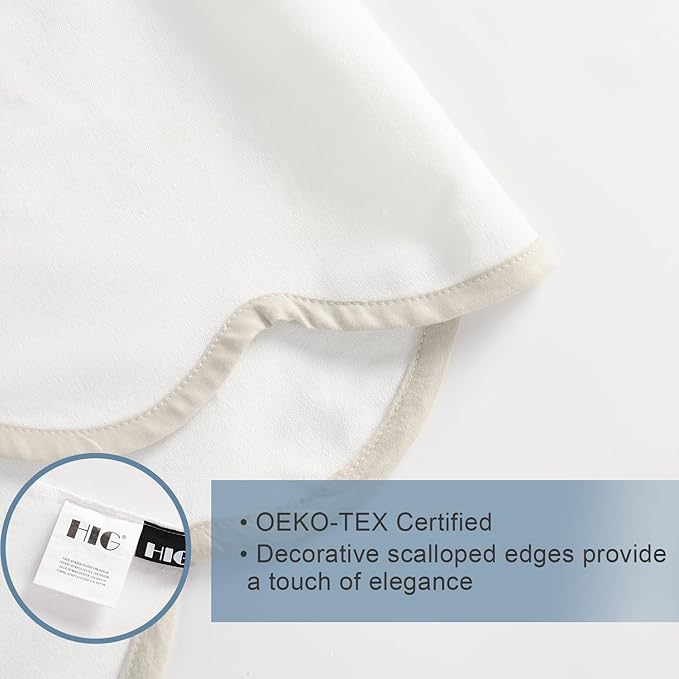 HIG Off White Chic Queen Bed Skirt - Easy Fit Scallop Edge Pleated Bedskirts, 14 Inch Drop Anti-Slip Dust Ruffle, Thick Fabric for Enhanced Privacy, Pre-Washed for Long-Lasting Use(N60022)