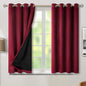 BGment Short 100% Blackout Curtains for Bedroom, Thermal Insulated Lined Energy Efficiency Noise Reducing Grommet Curtains 54 Inch Length for Small Window 2 Panels Each 52 Inch Wide, Burgundy Red