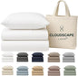 Cloud Scape Linen 100% Egyptian Cotton Sheets Twin Size, 3 Pieces Luxury Bedding Set, 400 Thread Count,Hotel Quality, Silky Soft, Breathable and Durable, Deep Pockets up to 15, White