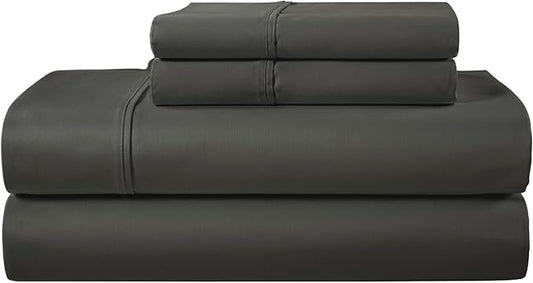 CHATEAU HOME COLLECTION California King Sheet Sets, 400 Thread Count Cotton Bed Sheets Deep Pocket Fits Upto 17", Soft & Comfy Cal King Sheets- Charcoal