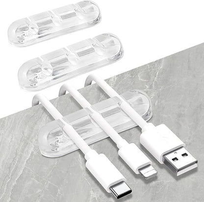 SOULWIT Cable Holder Clips, 3-Pack Cable Management Cord Organizer Clips Silicone Self Adhesive for Desktop USB Charging Cable Nightstand Power Cord Mouse Cable Wire PC Office Home