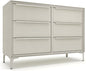 Naima Premium Fabric Dresser - Strong Metal Frame, 6 Spacious Sag-Proof Drawers with Sleek Metal Handles - Premium & Durable Storage Solution for Your Home (Beige)