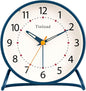 4.5" Antique Retro Analog Alarm Clock, Small Silent Desk Clock with Manual Light, Snooze, for Living Room, Bedroom, Bedside, Desk(Blue)